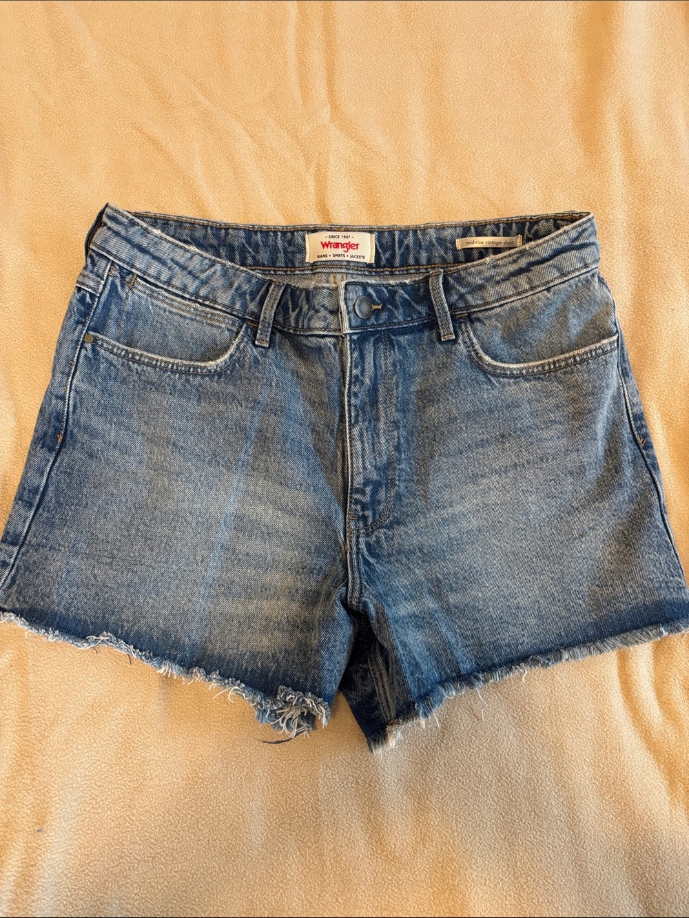 Wrangler Distressed Blue Denim Cutoff Shorts